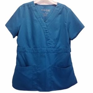 Scrubology Scrub Top Women's Size Medium Blue Teal Shirt